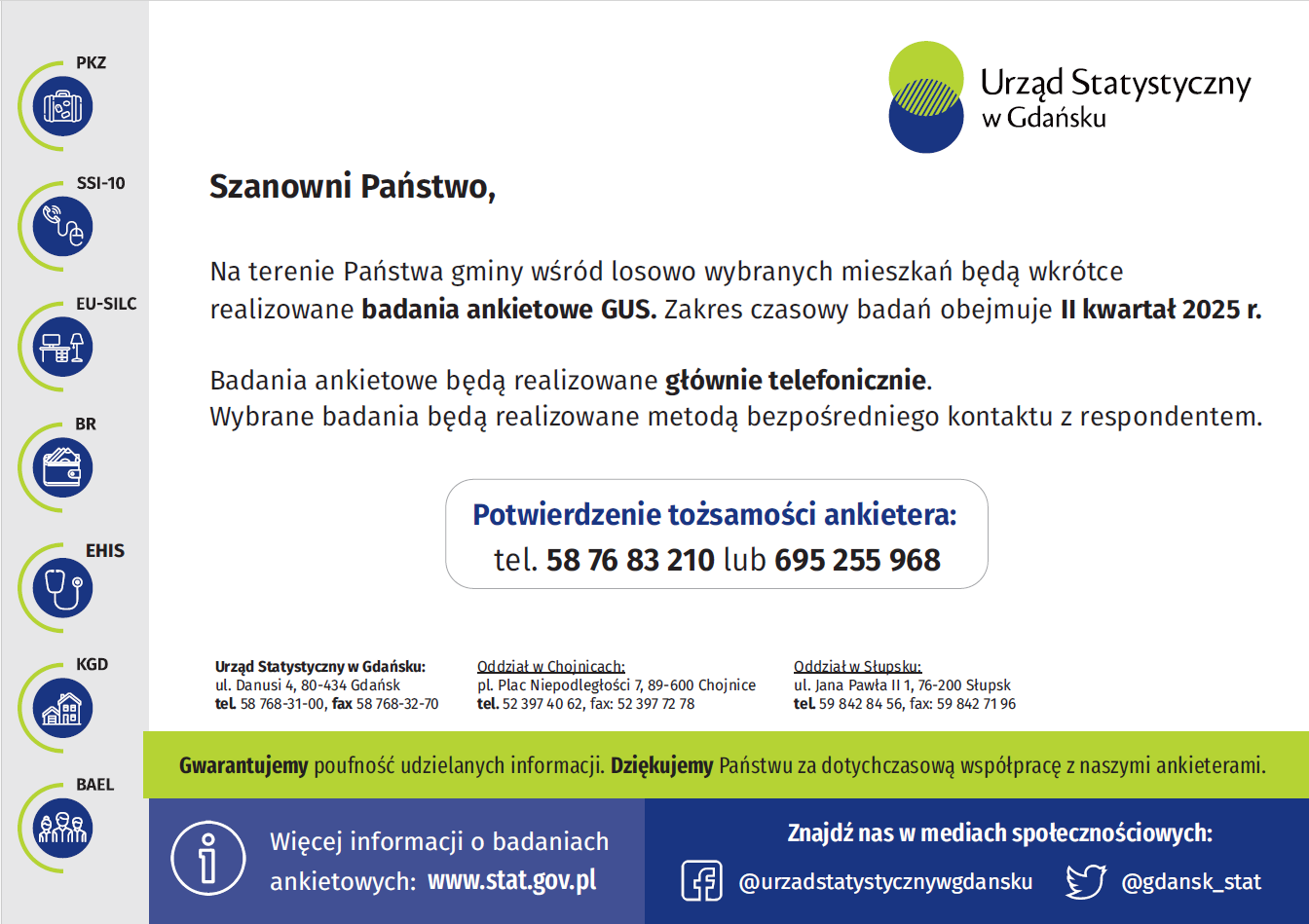 informacje o&nbsp;badaniu ankietowym oraz&nbsp;numery telefon&oacute;w do potwierdzenia tożsamości ankieter&oacute;w